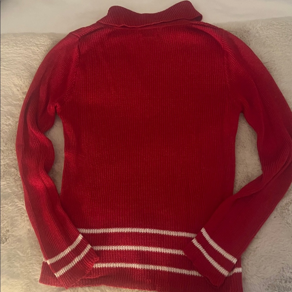 Red Bode Knit Sweater with White Stripes - Picture 3 of 3